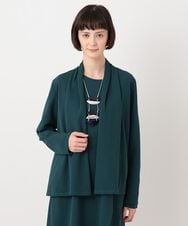 R6KLT53270 HIROKO BIS(小さいサイズ)(メゾン ドゥ サンク) 【小さいサイズ】バックプリーツジャージーカーディガン グリーン