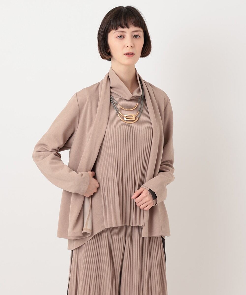 R6KLT53270 HIROKO BIS(小さいサイズ)(メゾン ドゥ サンク) 【小さいサイズ】バックプリーツジャージーカーディガン ベージュ