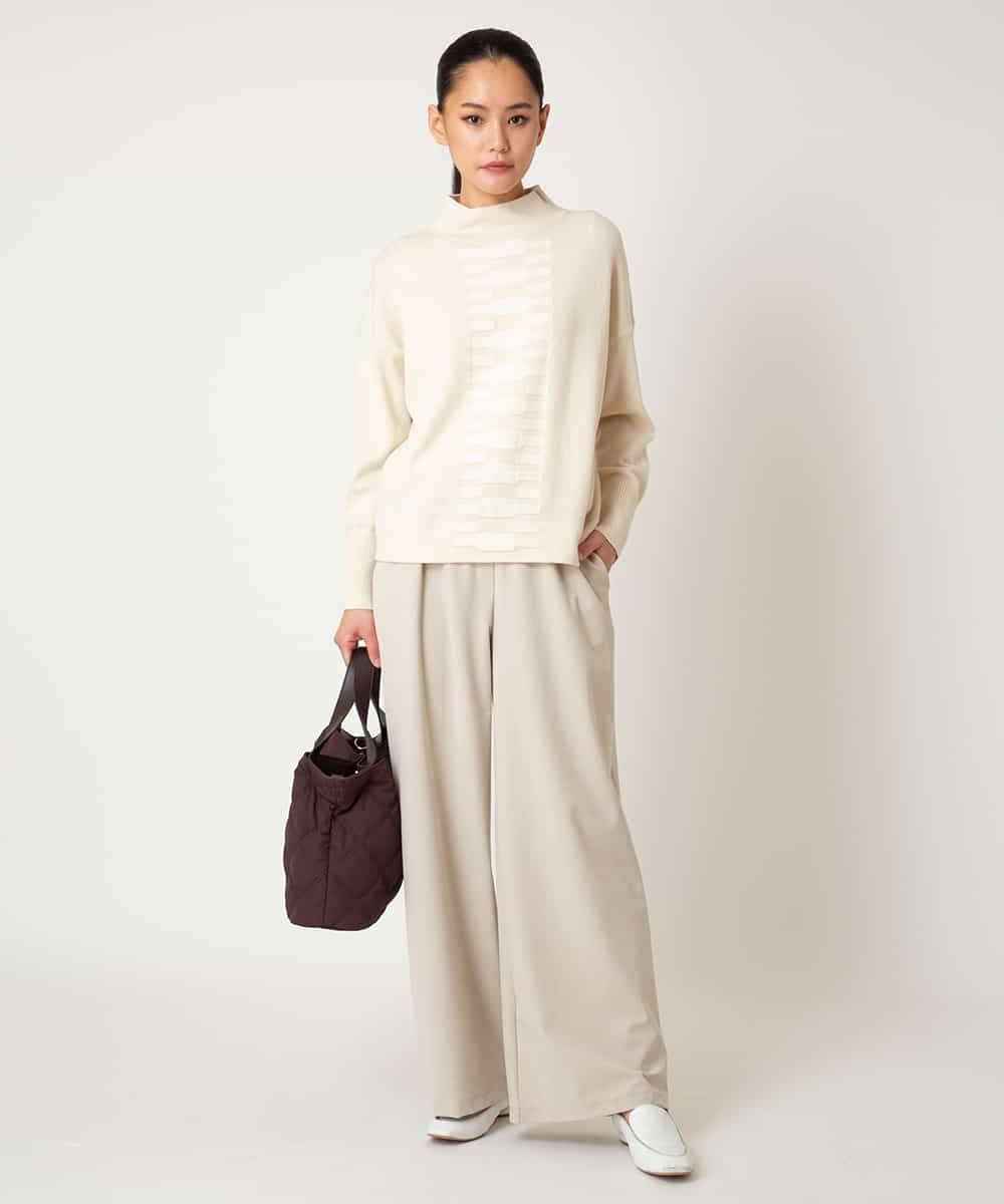 R6LAF30230 HIROKO BIS(小さいサイズ)(メゾン ドゥ サンク) 【小さいサイズ】ストレッチワイドパンツ/アルガンオイル加工/洗える ベージュ