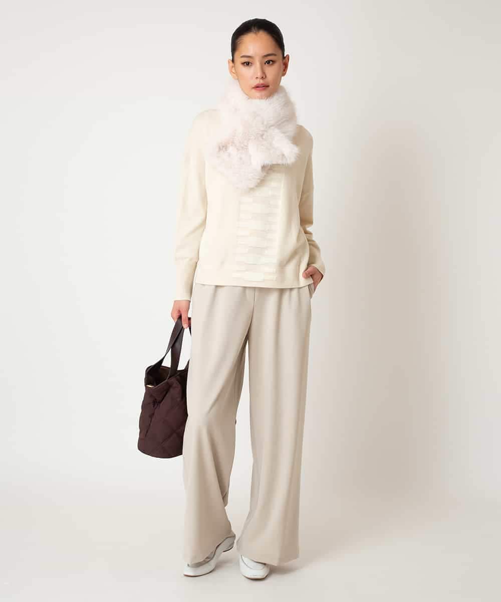 R6LAF30230 HIROKO BIS(小さいサイズ)(メゾン ドゥ サンク) 【小さいサイズ】ストレッチワイドパンツ/アルガンオイル加工/洗える ベージュ