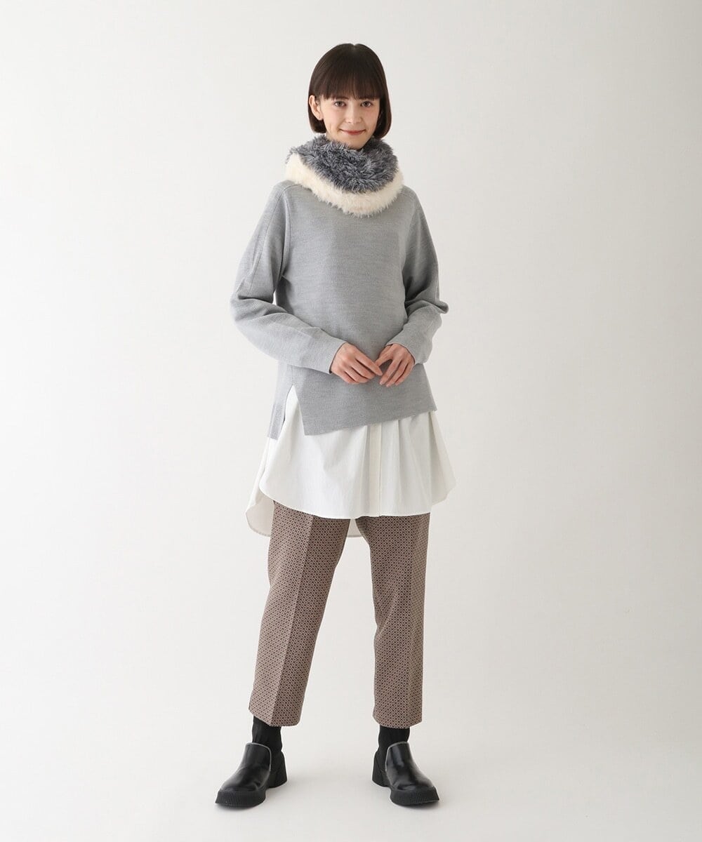 R6LAV25260 HIROKO BIS(小さいサイズ)(メゾン ドゥ サンク) 【小さいサイズ/洗える/日本製】ダイヤ柄ジャカードスリムパンツ グリーン系