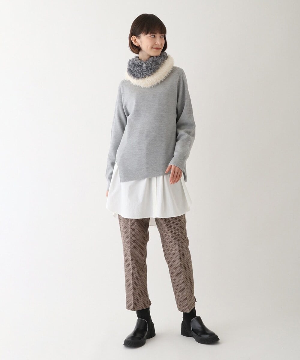 R6LAV25260 HIROKO BIS(小さいサイズ)(メゾン ドゥ サンク) 【小さいサイズ/洗える/日本製】ダイヤ柄ジャカードスリムパンツ グリーン系