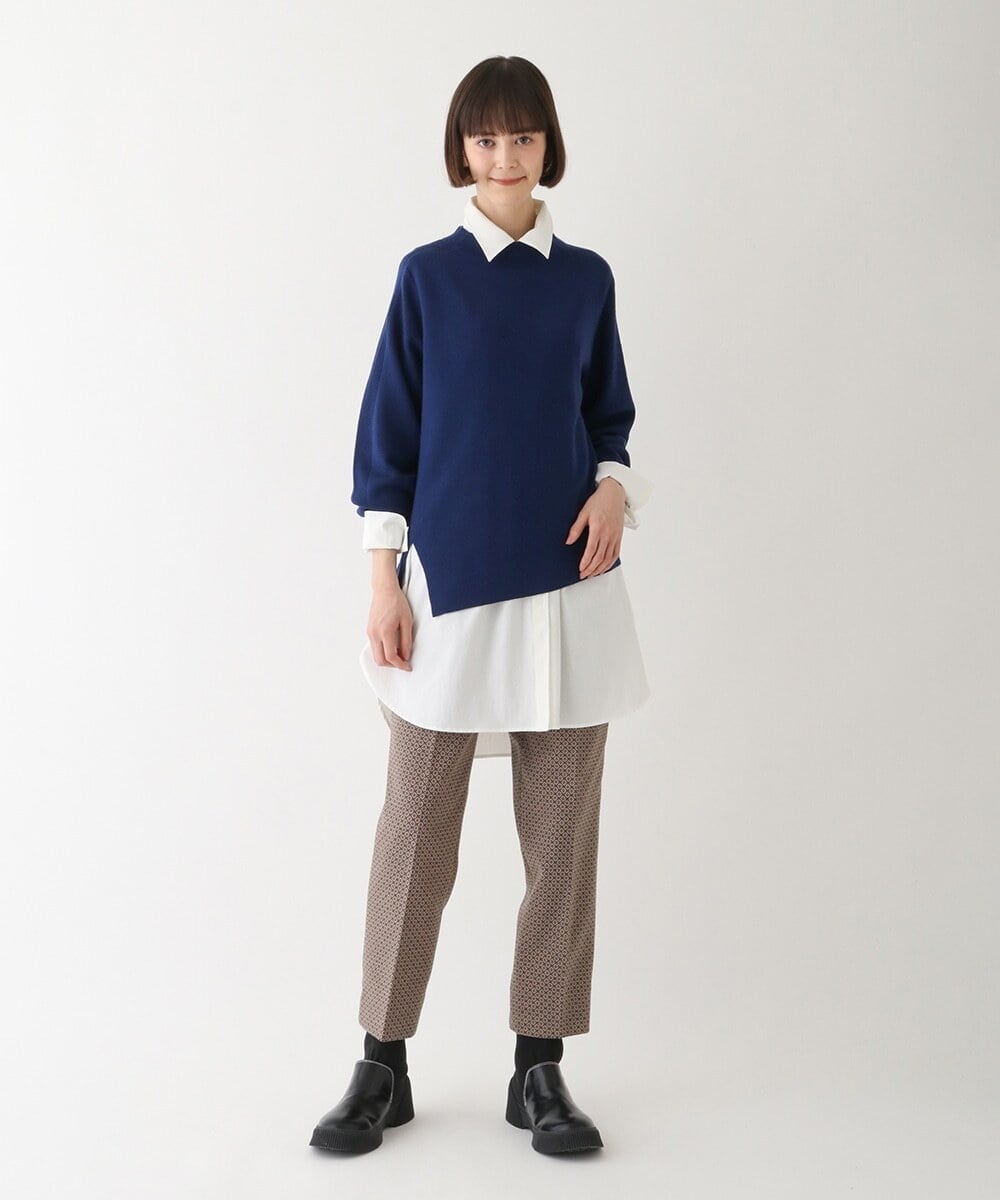 R6LAV25260 HIROKO BIS(小さいサイズ)(メゾン ドゥ サンク) 【小さいサイズ/洗える/日本製】ダイヤ柄ジャカードスリムパンツ グリーン系