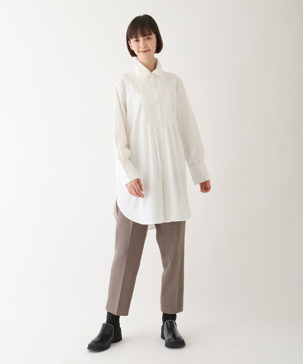 R6LAV25260 HIROKO BIS(小さいサイズ)(メゾン ドゥ サンク) 【小さいサイズ/洗える/日本製】ダイヤ柄ジャカードスリムパンツ グリーン系