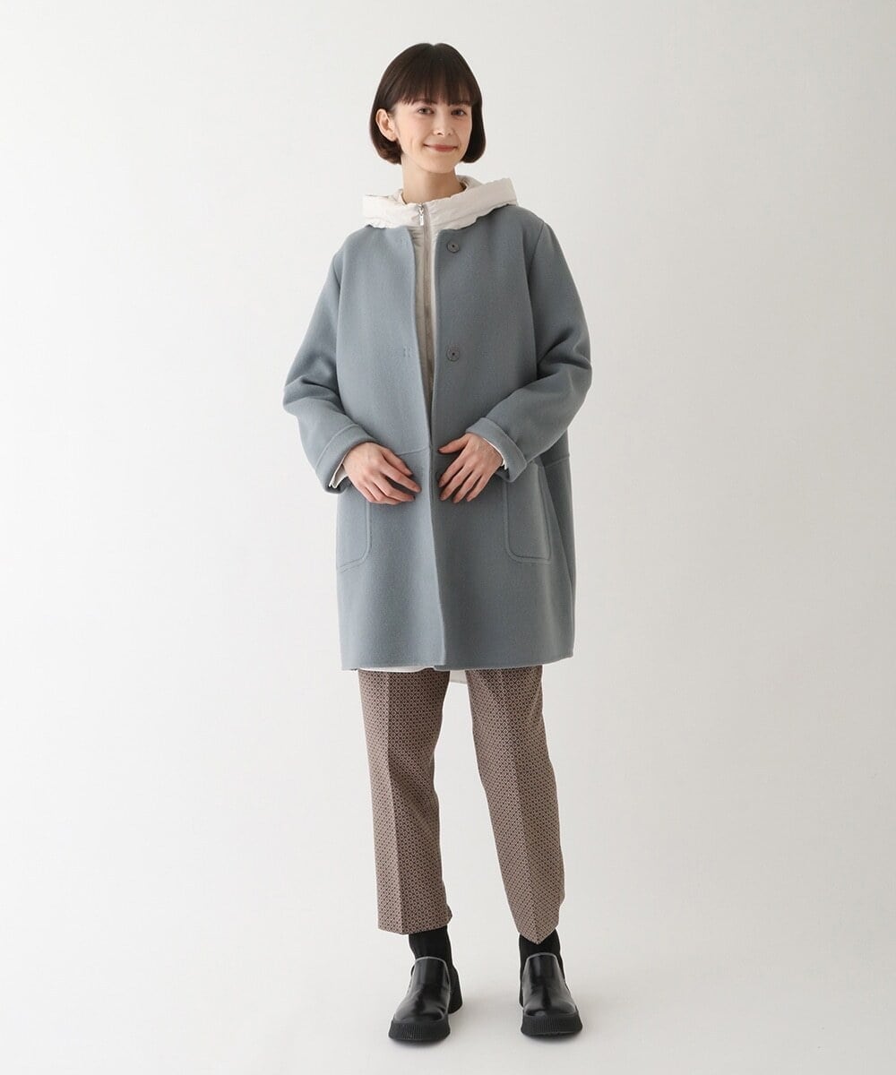 R6LAV25260 HIROKO BIS(小さいサイズ)(メゾン ドゥ サンク) 【小さいサイズ/洗える/日本製】ダイヤ柄ジャカードスリムパンツ グリーン系