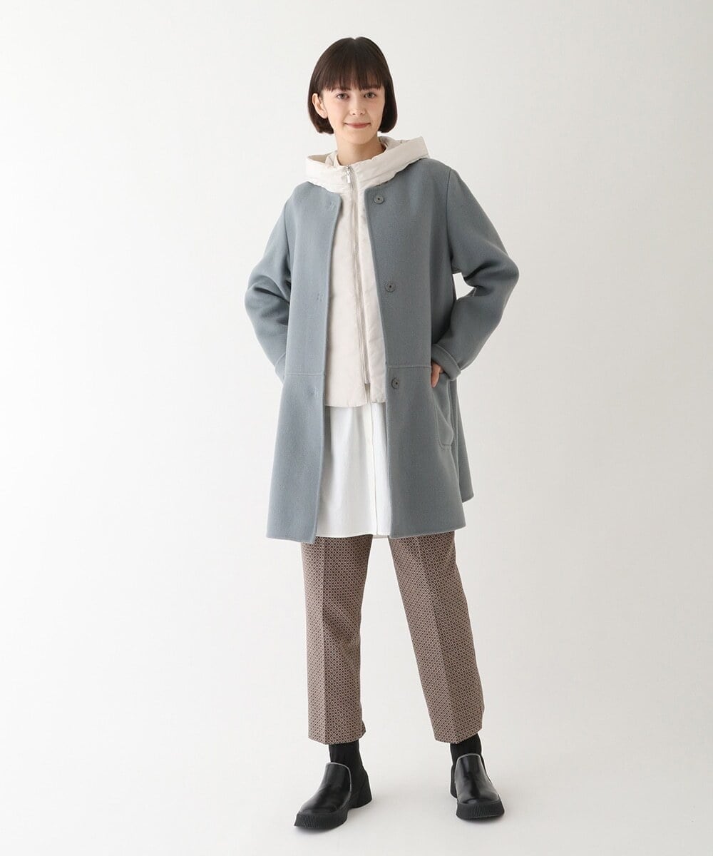 R6LAV25260 HIROKO BIS(小さいサイズ)(メゾン ドゥ サンク) 【小さいサイズ/洗える/日本製】ダイヤ柄ジャカードスリムパンツ グリーン系