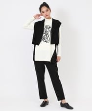 R6LAW50230 HIROKO BIS(小さいサイズ)(メゾン ドゥ サンク) 【小さいサイズ/洗濯機で洗える】カシミアタッチツイルストレッチパンツ　 ブラック