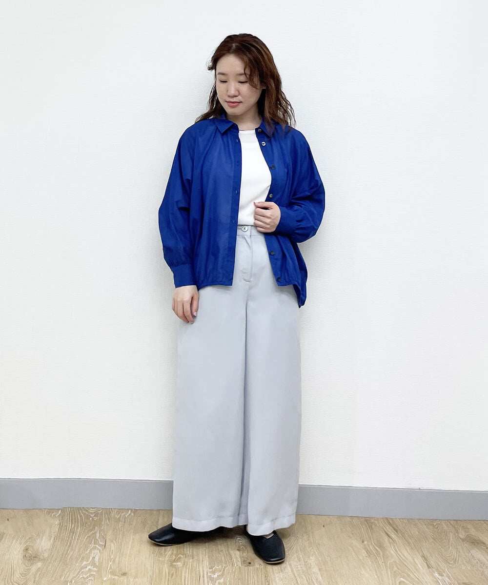R6LDP11190 HIROKO BIS(小さいサイズ)(メゾン ドゥ サンク) 【小さいサイズ/洗濯機で洗える】タックワイドパンツ ライトグレー