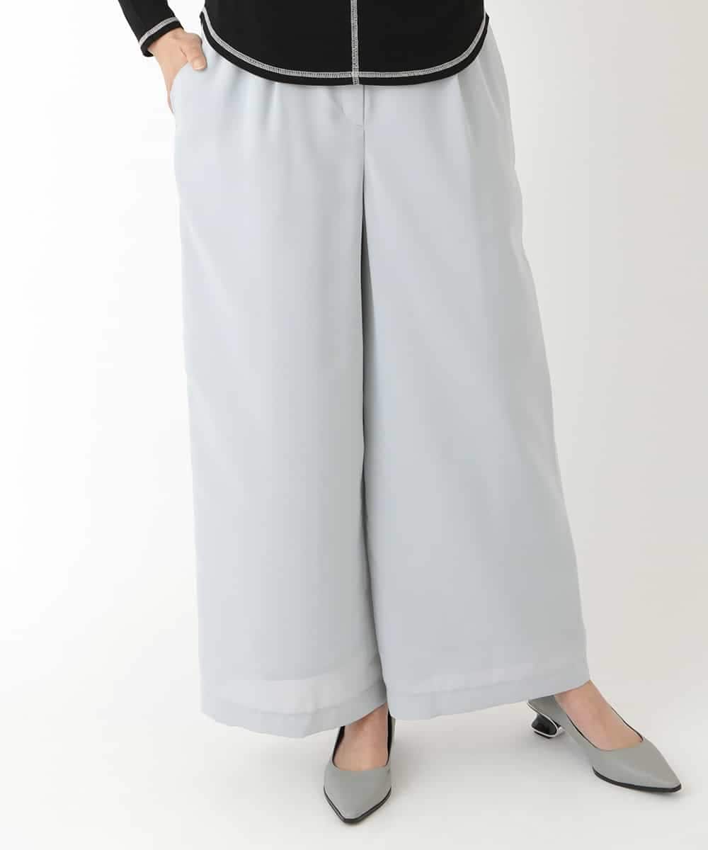 R6LDP11190 HIROKO BIS(小さいサイズ)(メゾン ドゥ サンク) 【小さいサイズ/洗濯機で洗える】タックワイドパンツ ライトグレー