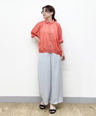 R6LDP11190 HIROKO BIS(小さいサイズ)(メゾン ドゥ サンク) 【小さいサイズ/洗濯機で洗える】タックワイドパンツ ライトグレー