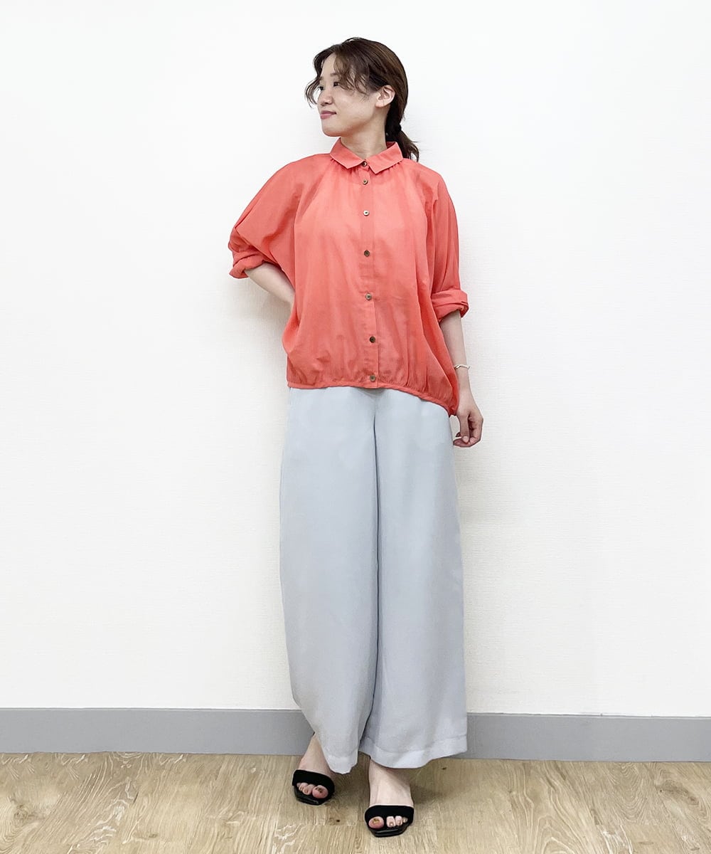 R6LDP11190 HIROKO BIS(小さいサイズ)(メゾン ドゥ サンク) 【小さいサイズ/洗濯機で洗える】タックワイドパンツ ライトグレー