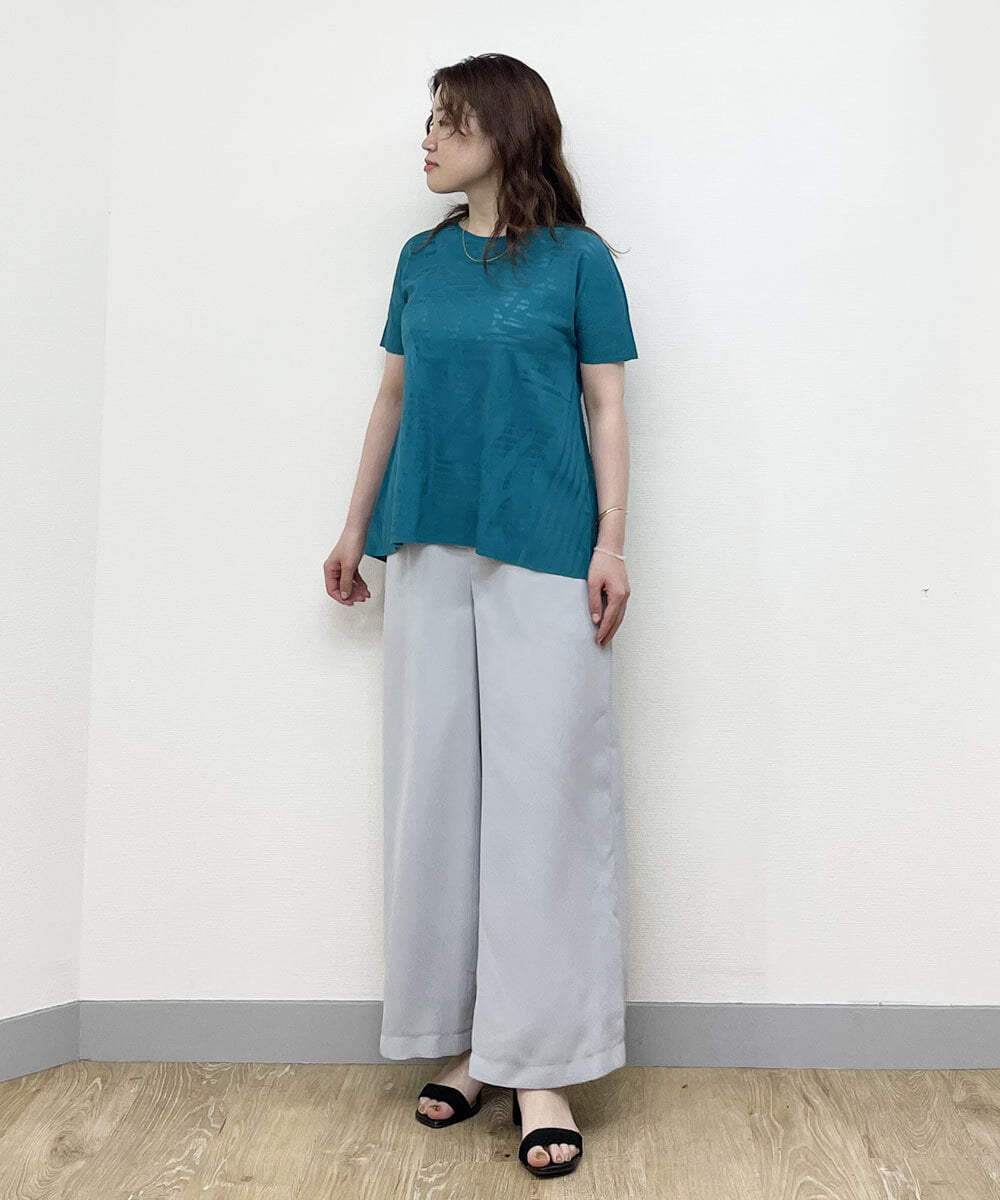 R6LDP11190 HIROKO BIS(小さいサイズ)(メゾン ドゥ サンク) 【小さいサイズ/洗濯機で洗える】タックワイドパンツ ライトグレー