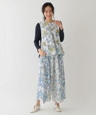 R6LDS25340 HIROKO BIS(小さいサイズ)(メゾン ドゥ サンク) 【小さいサイズ/洗える】花柄フレアパンツ ライトブルー