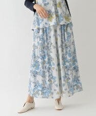 R6LDS25340 HIROKO BIS(小さいサイズ)(メゾン ドゥ サンク) 【小さいサイズ/洗える】花柄フレアパンツ ライトブルー