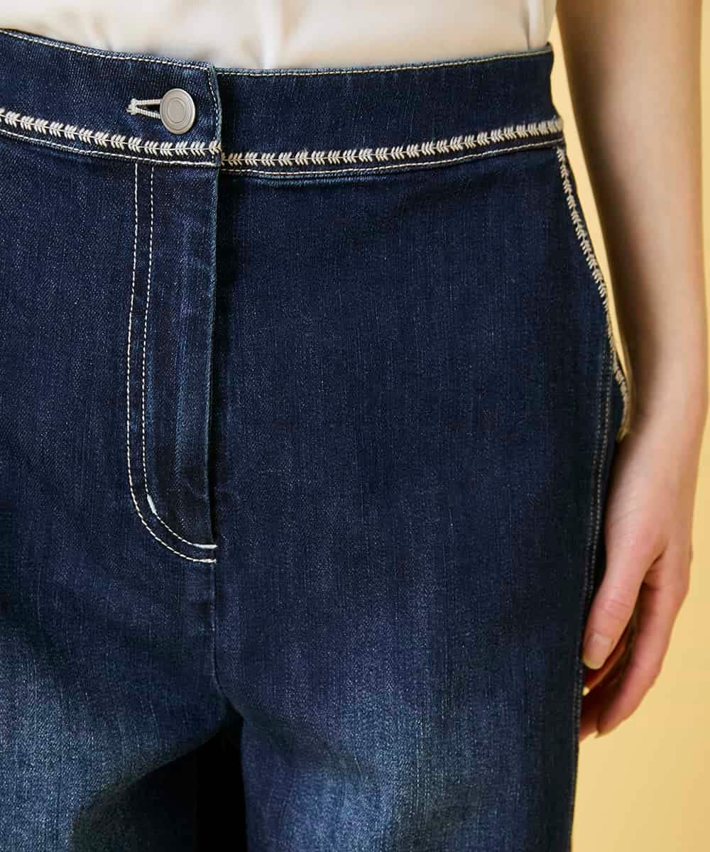 R6LED12250 HIROKO BIS(小さいサイズ)(メゾン ドゥ サンク) 【小さいサイズ】ステッチポイントストレッチデニムパンツ ネイビー