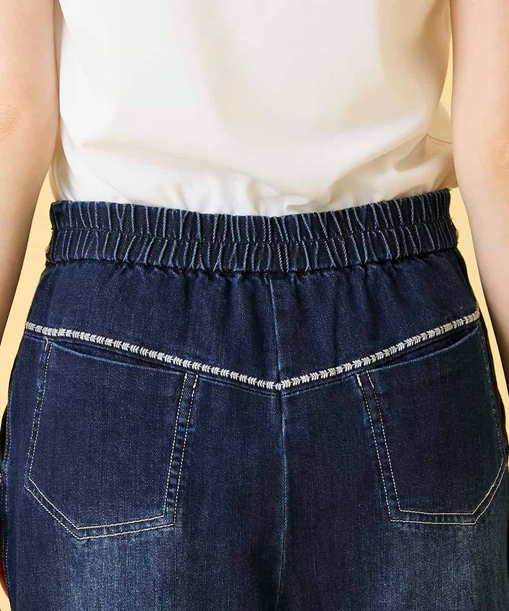 R6LED12250 HIROKO BIS(小さいサイズ)(メゾン ドゥ サンク) 【小さいサイズ】ステッチポイントストレッチデニムパンツ ネイビー