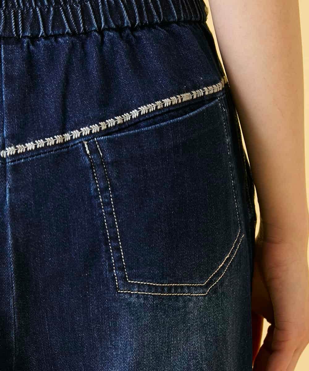 R6LED12250 HIROKO BIS(小さいサイズ)(メゾン ドゥ サンク) 【小さいサイズ】ステッチポイントストレッチデニムパンツ ネイビー