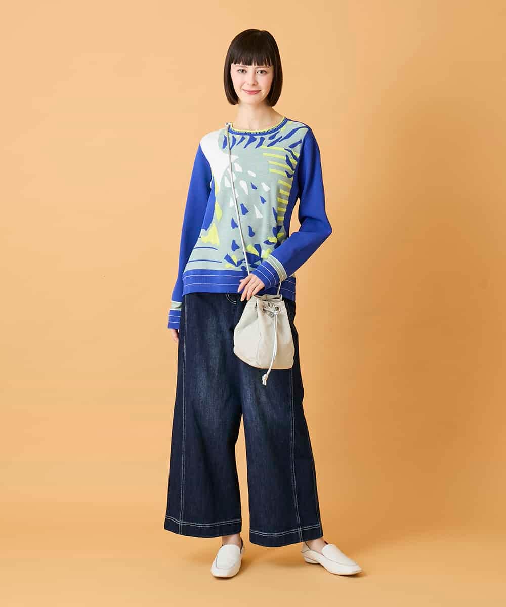 R6LED12250 HIROKO BIS(小さいサイズ)(メゾン ドゥ サンク) 【小さいサイズ】ステッチポイントストレッチデニムパンツ ネイビー