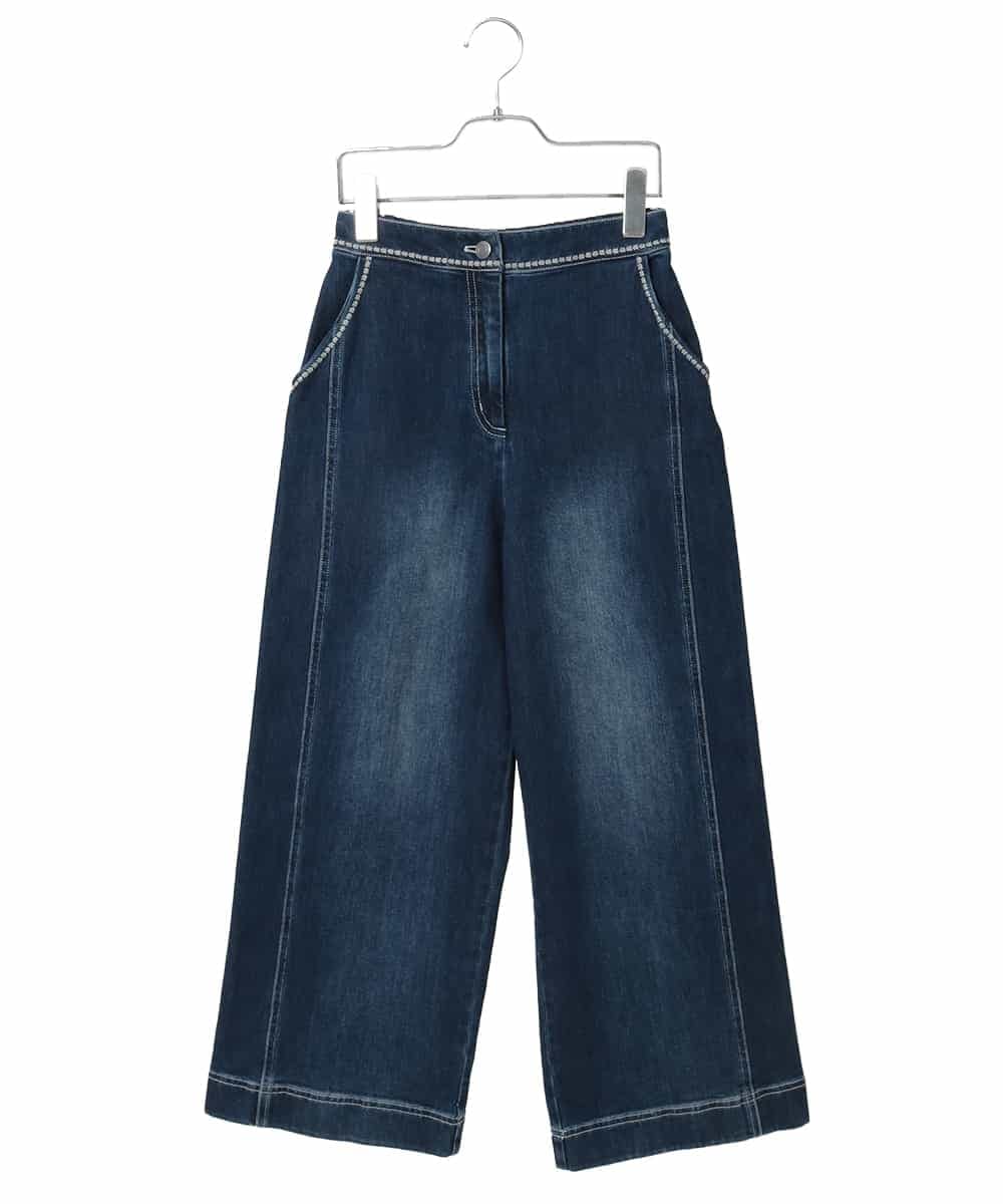 R6LED12250 HIROKO BIS(小さいサイズ)(メゾン ドゥ サンク) 【小さいサイズ】ステッチポイントストレッチデニムパンツ ネイビー