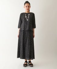 R6LFB57290 HIROKO BIS(小さいサイズ)(メゾン ドゥ サンク) 【小さいサイズ】シアーチェックドットフレアパンツ ブラック