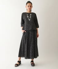 R6LFB57290 HIROKO BIS(小さいサイズ)(メゾン ドゥ サンク) 【小さいサイズ】シアーチェックドットフレアパンツ ブラック