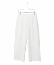 R6LFD51170 HIROKO BIS(小さいサイズ)(メゾン ドゥ サンク) 【小さいサイズ】ハイストレッチセミワイドパンツ ホワイト