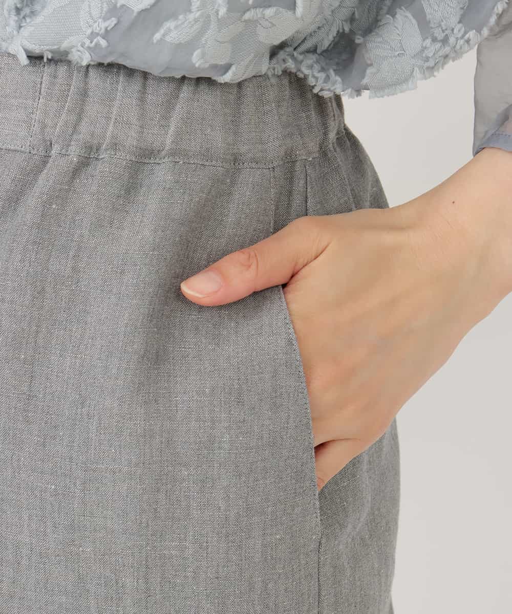 R6LFQ16230 HIROKO BIS(小さいサイズ)(メゾン ドゥ サンク) 【小さいサイズ/洗える】リネンワイドパンツ ライトグレー