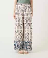 R6LGE05290 HIROKO BIS(小さいサイズ)(メゾン ドゥ サンク) 【小さいサイズ】エスニックモチーフスラブワイドパンツ ベージュ