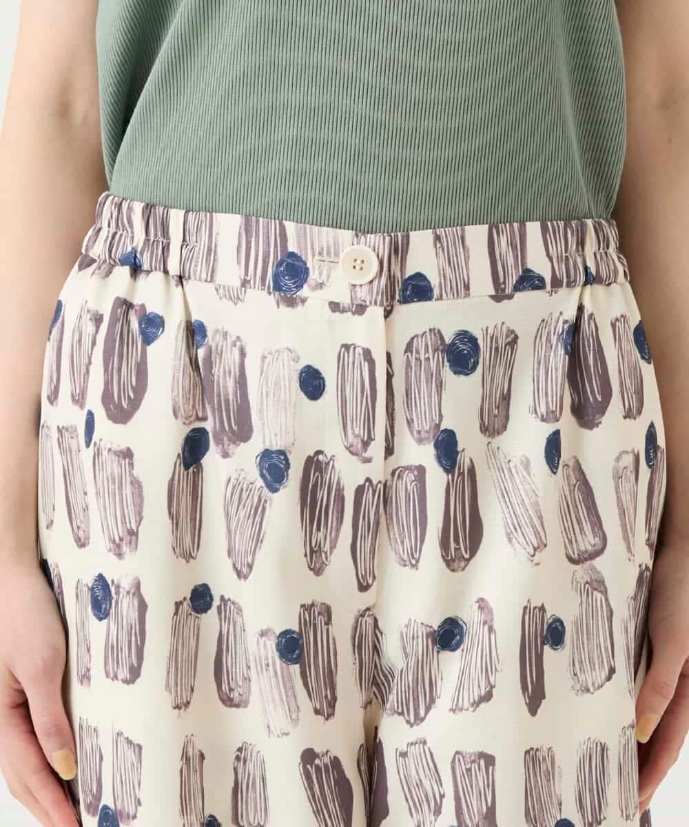 R6LGE05290 HIROKO BIS(小さいサイズ)(メゾン ドゥ サンク) 【小さいサイズ】エスニックモチーフスラブワイドパンツ ベージュ