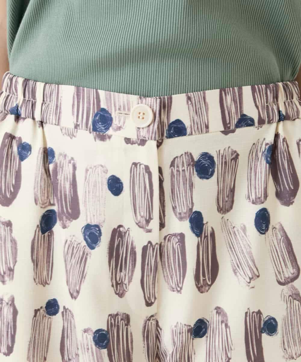 R6LGE05290 HIROKO BIS(小さいサイズ)(メゾン ドゥ サンク) 【小さいサイズ】エスニックモチーフスラブワイドパンツ ベージュ