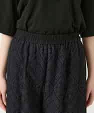 R6LGE30260 HIROKO BIS(小さいサイズ)(メゾン ドゥ サンク) 【小さいサイズ】ラッセルレースサイドラインフレアーパンツ ブラック