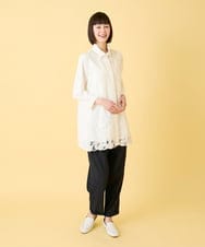 R6LGE40230 HIROKO BIS(小さいサイズ)(メゾン ドゥ サンク) 【小さいサイズ】ウエストギャザーストレッチパンツ ネイビー