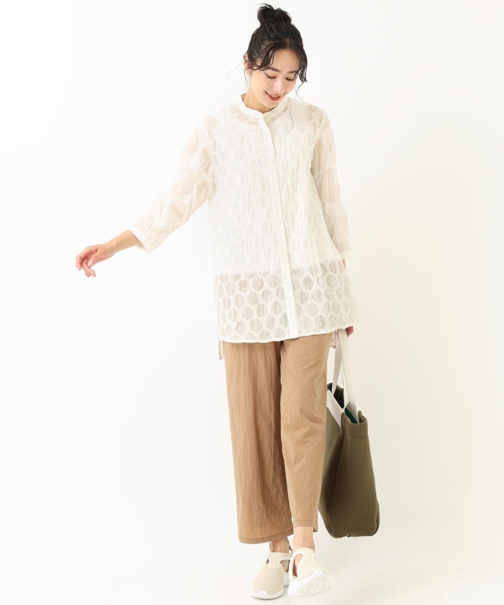 R6LGQ79230 HIROKO BIS(小さいサイズ)(メゾン ドゥ サンク) 【小さいサイズ/洗濯機で洗える】ナイロンストレッチパンツ ベージュ