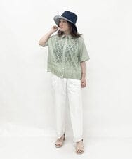 R6LGQ79230 HIROKO BIS(小さいサイズ)(メゾン ドゥ サンク) 【小さいサイズ/洗濯機で洗える】ナイロンストレッチパンツ ベージュ