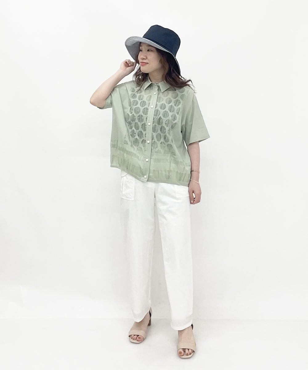 R6LGQ79230 HIROKO BIS(小さいサイズ)(メゾン ドゥ サンク) 【小さいサイズ/洗濯機で洗える】ナイロンストレッチパンツ ベージュ