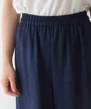 R6LHA51230 HIROKO BIS(小さいサイズ)(メゾン ドゥ サンク) 【小さいサイズ】リネンライクドライイージーワイドパンツ ネイビー