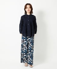 R6LHE13290 HIROKO BIS(小さいサイズ)(メゾン ドゥ サンク) 【小さいサイズ】フラワープリントサイドラインデザインパンツ ブルー