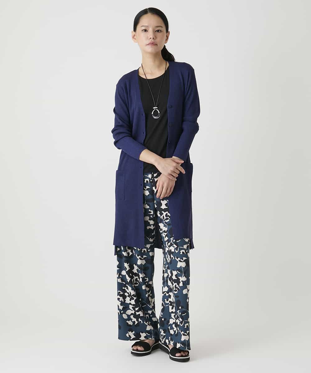 R6LHE13290 HIROKO BIS(小さいサイズ)(メゾン ドゥ サンク) 【小さいサイズ】フラワープリントサイドラインデザインパンツ ブルー