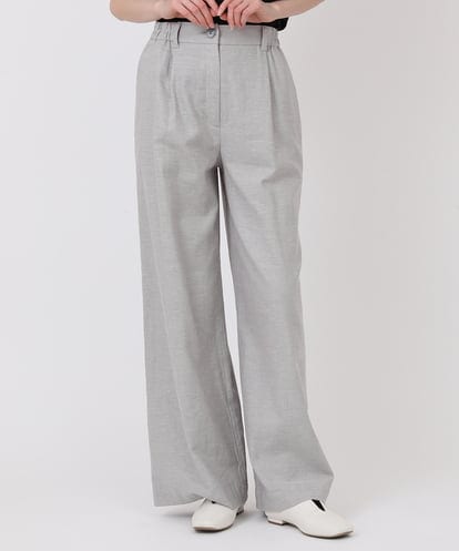 R6LHV06230 HIROKO BIS(小さいサイズ) 【小さいサイズ】コットンリネンナチュラルワイドパンツ