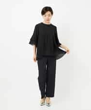 R6LIB40260 HIROKO BIS(小さいサイズ)(メゾン ドゥ サンク) 【小さいサイズ/洗濯機で洗える】2WAYストレッチベルボトムパンツ ブラック