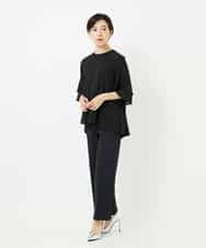 R6LIB40260 HIROKO BIS(小さいサイズ)(メゾン ドゥ サンク) 【小さいサイズ/洗濯機で洗える】2WAYストレッチベルボトムパンツ ブラック