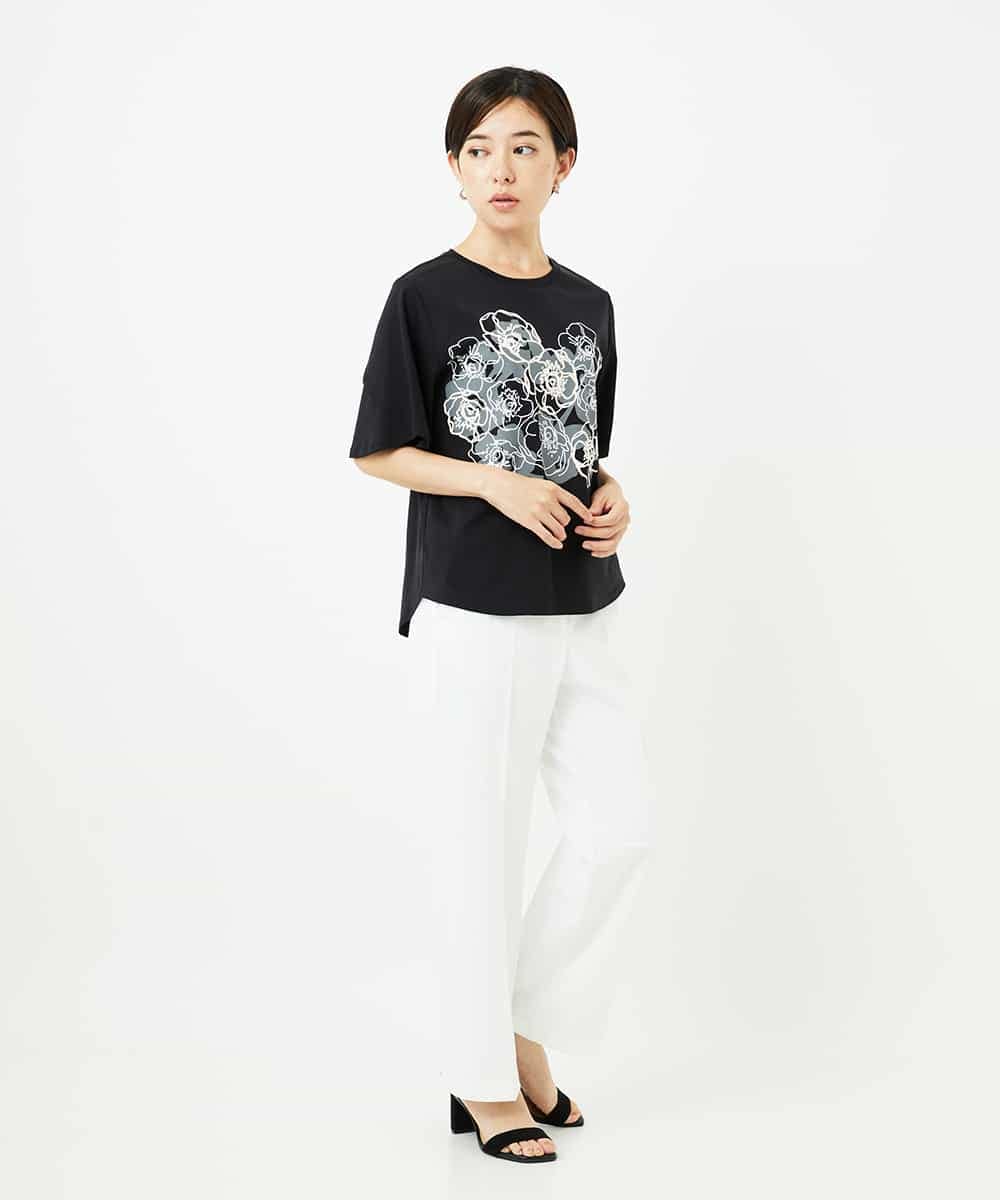 R6LIB40260 HIROKO BIS(小さいサイズ)(メゾン ドゥ サンク) 【小さいサイズ/洗濯機で洗える】2WAYストレッチベルボトムパンツ ブラック