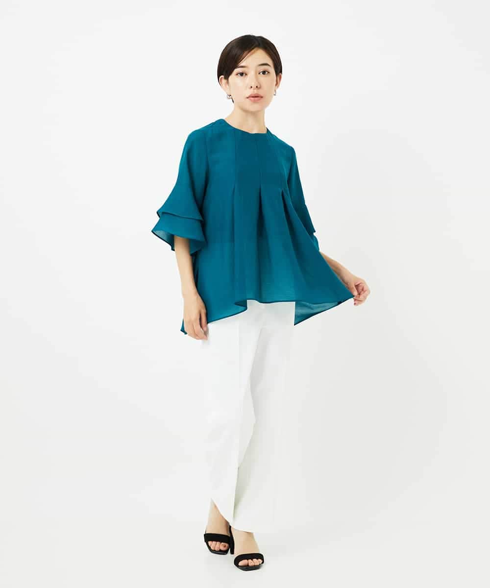 R6LIB40260 HIROKO BIS(小さいサイズ)(メゾン ドゥ サンク) 【小さいサイズ/洗濯機で洗える】2WAYストレッチベルボトムパンツ ブラック