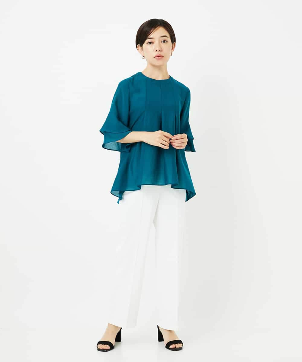 R6LIB40260 HIROKO BIS(小さいサイズ)(メゾン ドゥ サンク) 【小さいサイズ/洗濯機で洗える】2WAYストレッチベルボトムパンツ ブラック