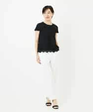 R6LIB40260 HIROKO BIS(小さいサイズ)(メゾン ドゥ サンク) 【小さいサイズ/洗濯機で洗える】2WAYストレッチベルボトムパンツ ブラック