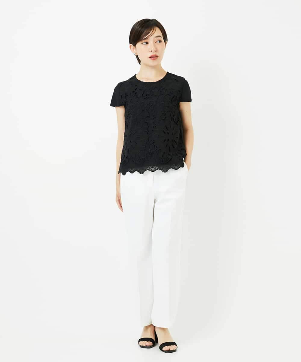 R6LIB40260 HIROKO BIS(小さいサイズ)(メゾン ドゥ サンク) 【小さいサイズ/洗濯機で洗える】2WAYストレッチベルボトムパンツ ブラック