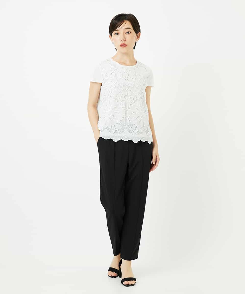 R6LIB50170 HIROKO BIS(小さいサイズ)(メゾン ドゥ サンク) 【小さいサイズ/接触冷感/吸汗速乾/洗濯機で洗える】センタークリースプルオンパンツ グリーン