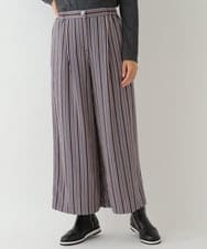 R6LLP15330 HIROKO BIS(小さいサイズ)(メゾン ドゥ サンク) 【小さいサイズ】ストライプパターンワイドパンツ ネイビー系