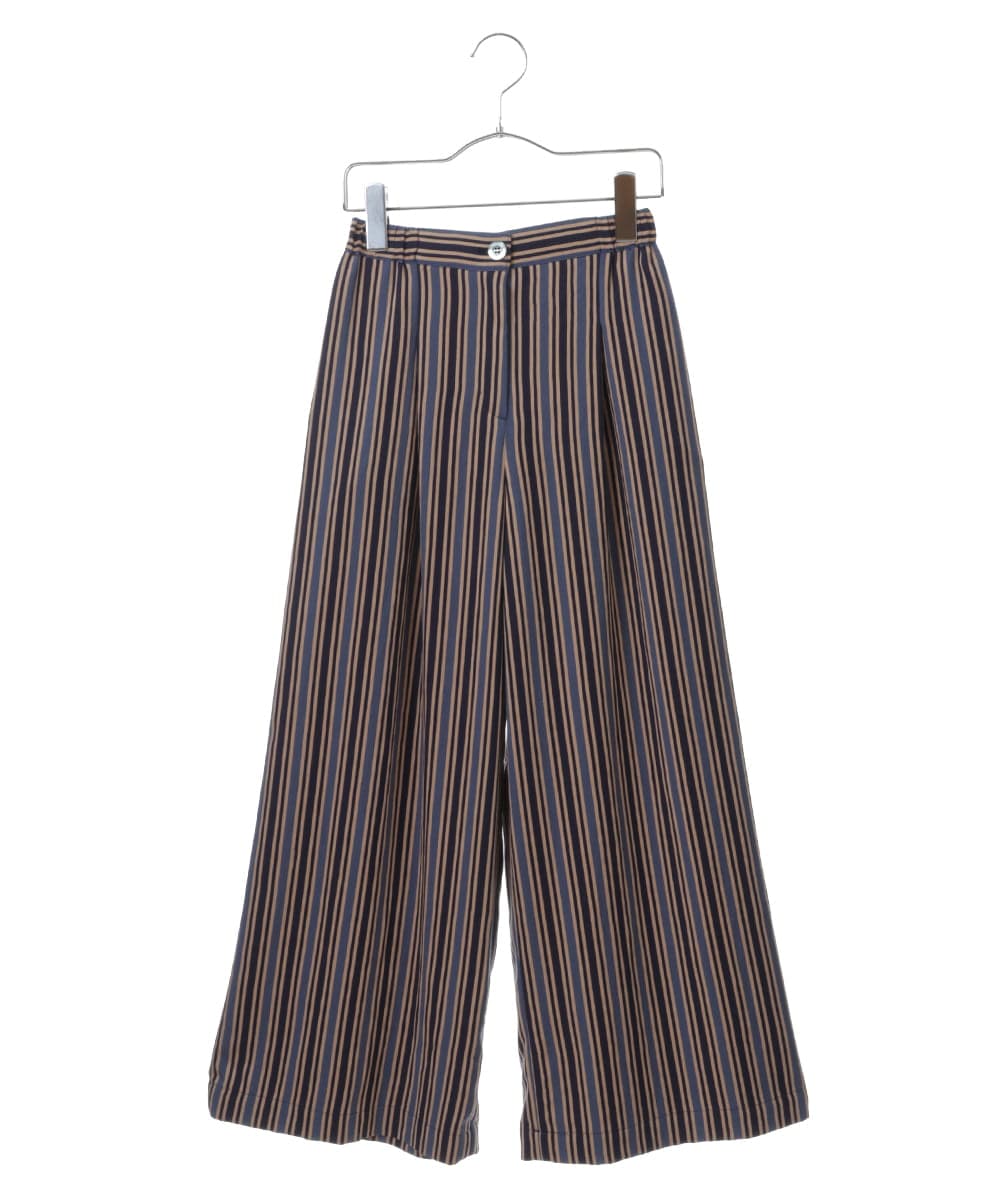 R6LLP15330 HIROKO BIS(小さいサイズ)(メゾン ドゥ サンク) 【小さいサイズ】ストライプパターンワイドパンツ ブラウン系