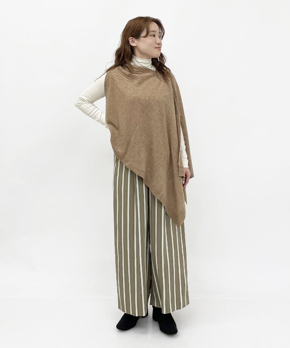 R6LLP15330 HIROKO BIS(小さいサイズ)(メゾン ドゥ サンク) 【小さいサイズ】ストライプパターンワイドパンツ ブラウン系